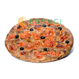 Focaccia Barese Integrale Multicereali Pomodoro e Olive di Altamura Puglia.