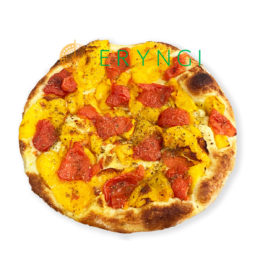 Focaccia Barese Pomodoro e Peperoni Freschi di Altamura Puglia.